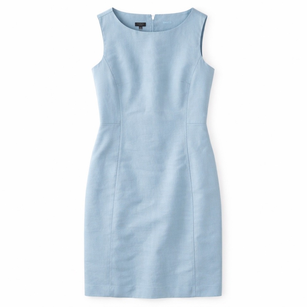 Talbots Irish Linen Sheath Dress Blue Womens Size 10 Classic Quiet Luxury - Picture 3 of 12